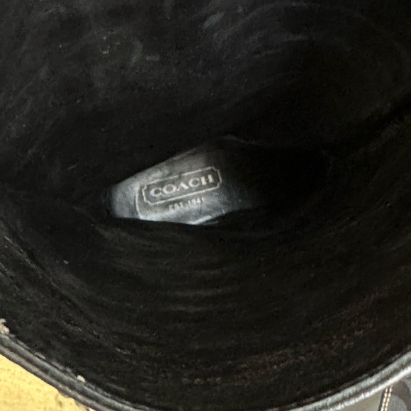 Coach ROCHELLE Pull on Signature Canvas Leather Black Riding Boots - Picture 12 of 16